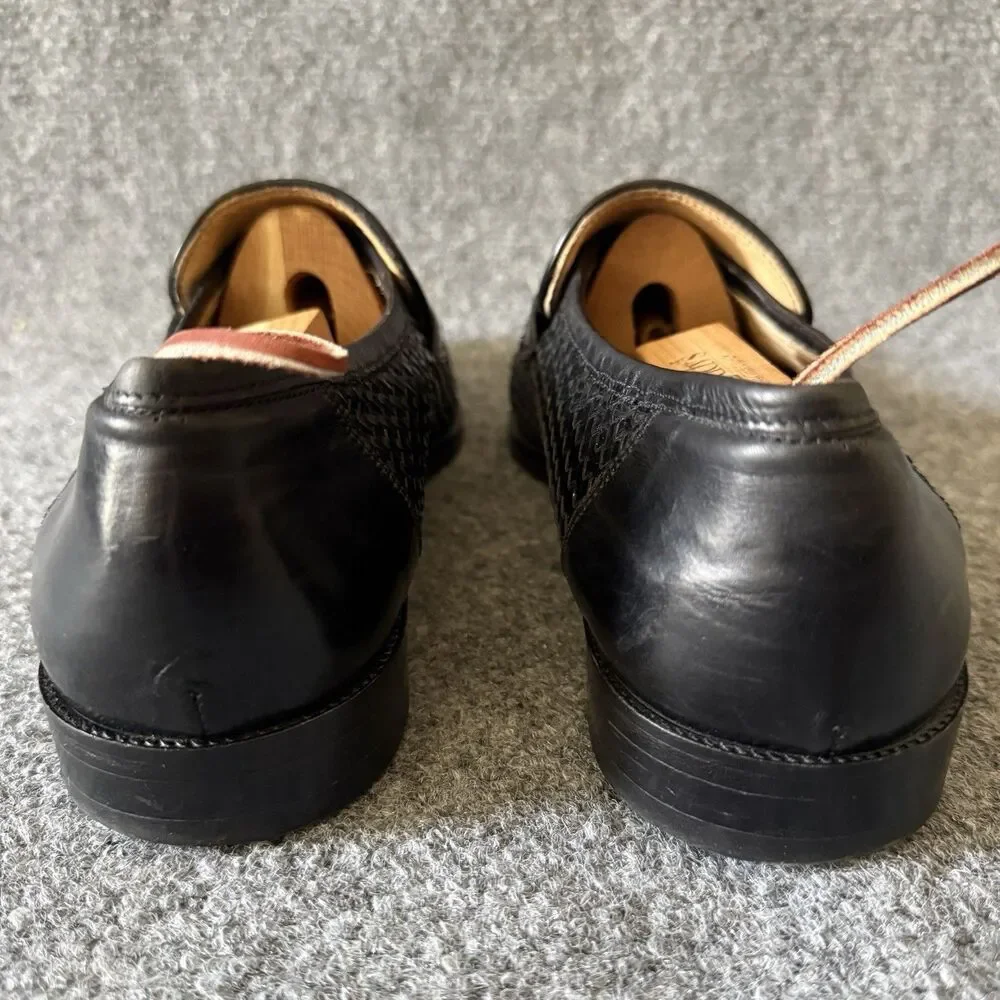 Bally Men's Garrore Black Woven Leather Slip-On Loafer Dress Shoes Round Toe 42